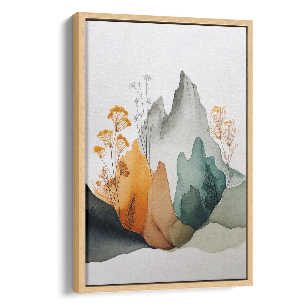 Earthen Peak Bloom - Mountain Watercolor Wash Canvas Print