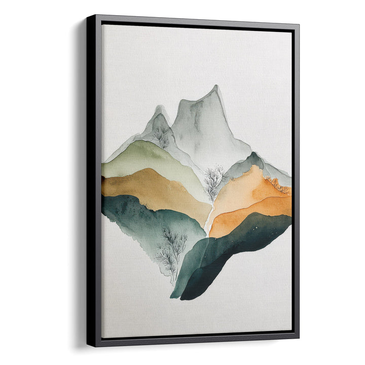 Serene Mountain Layers - Wash Watercolor Canvas Print