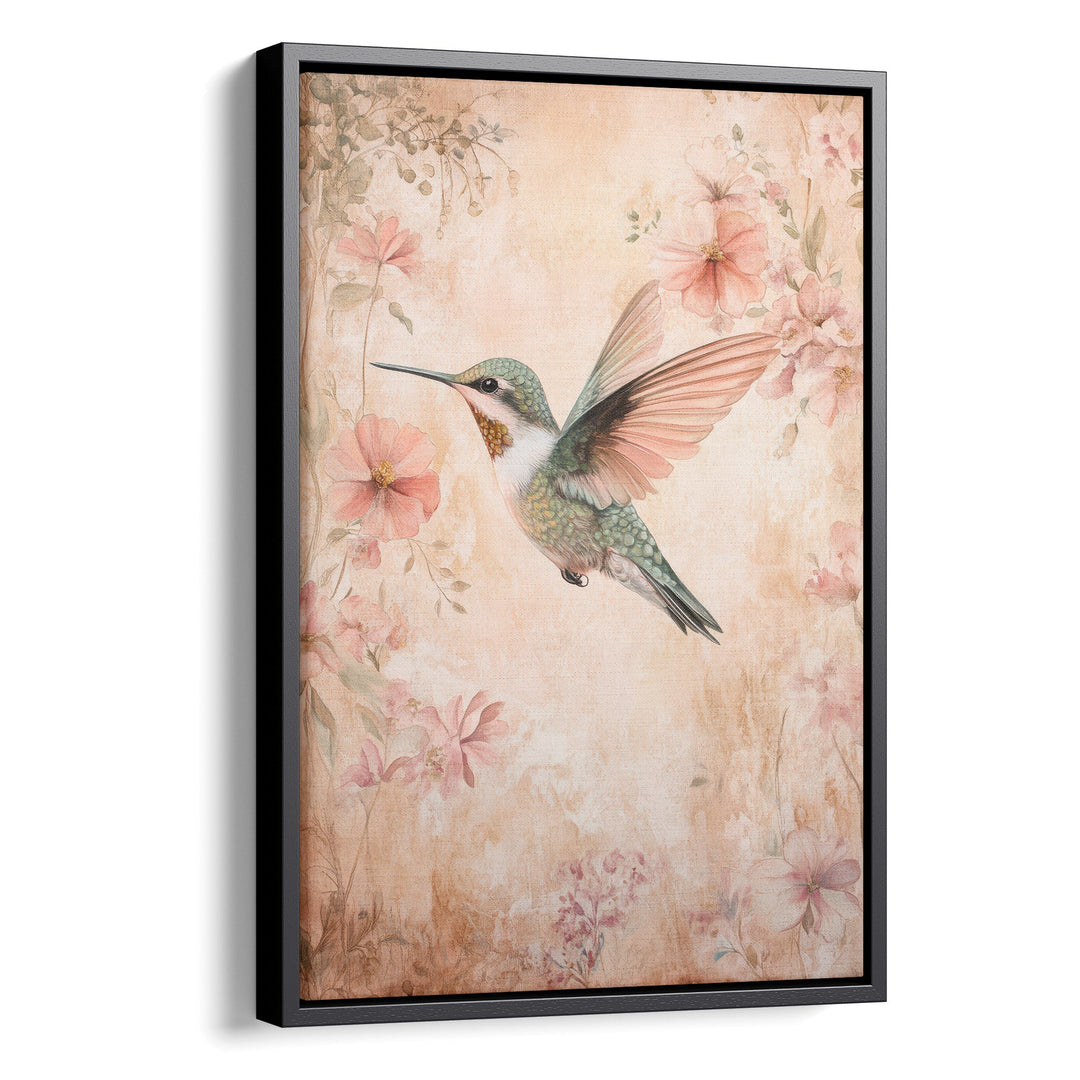 Vintage Nectar Flight - Hummingbird Watercolor Canvas Print