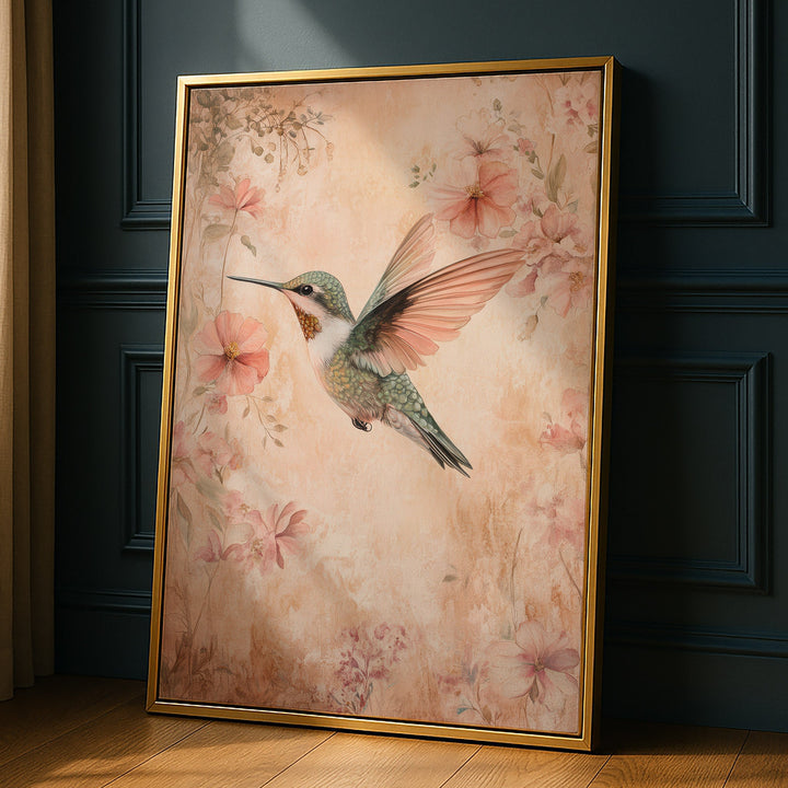 Vintage Nectar Flight - Hummingbird Watercolor Canvas Print