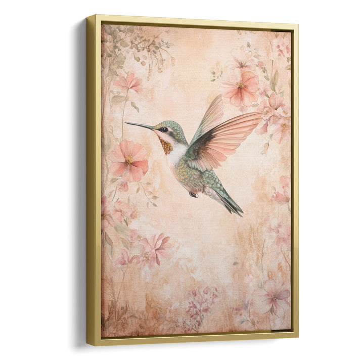 Vintage Nectar Flight - Hummingbird Watercolor Canvas Print