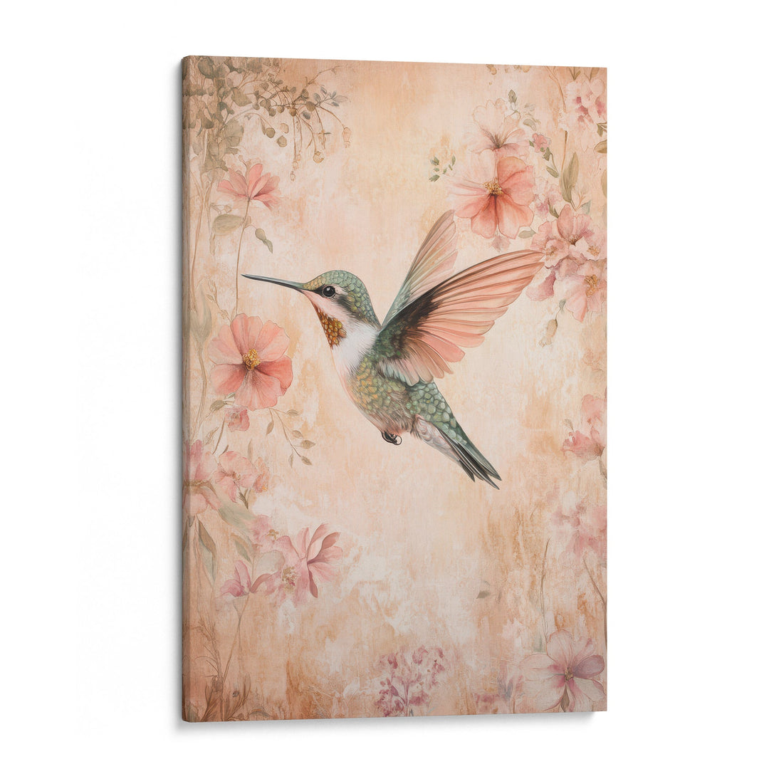 Vintage Nectar Flight - Hummingbird Watercolor Canvas Print
