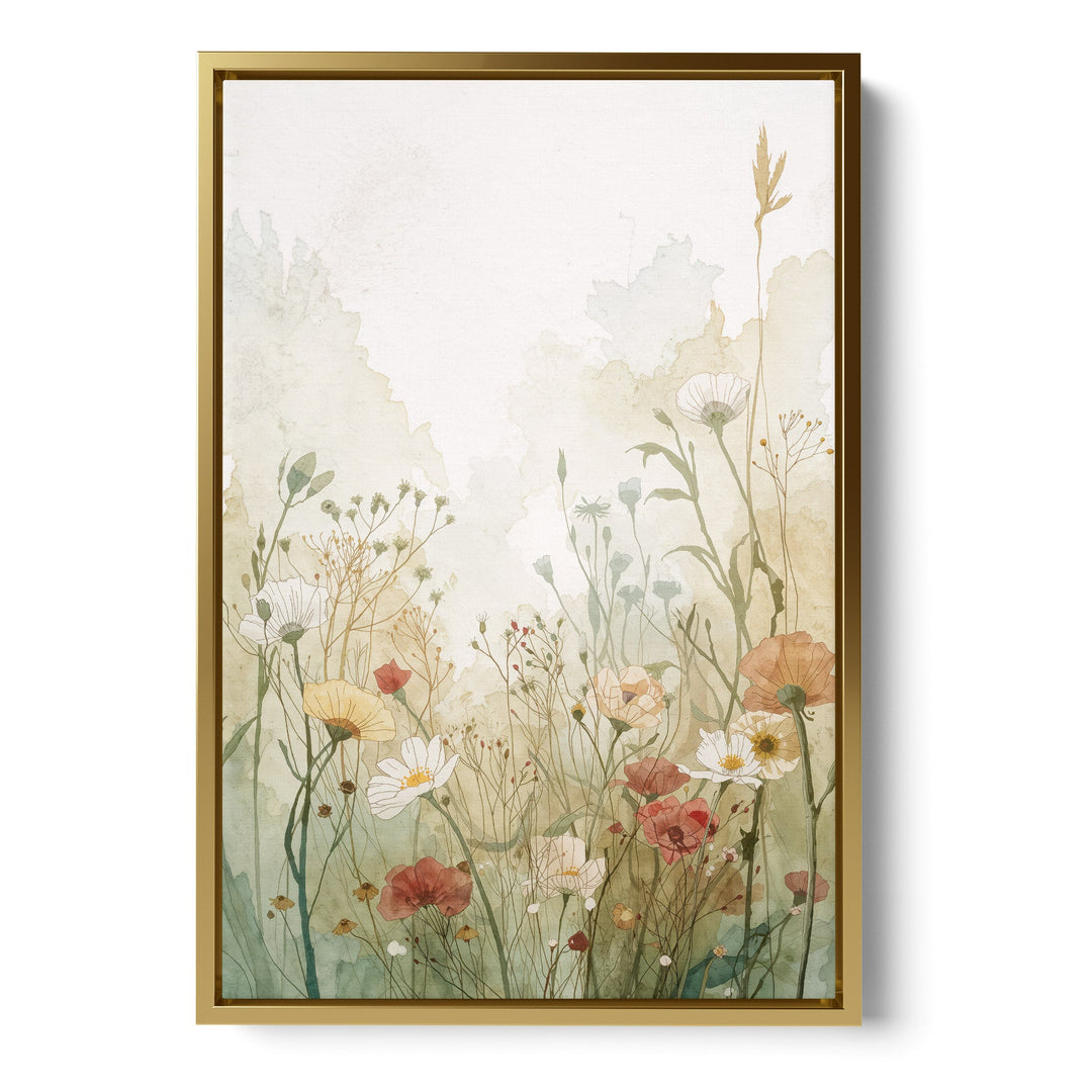 Misty Meadow Bloom - Wildflowers Horizon Watercolor Canvas Print
