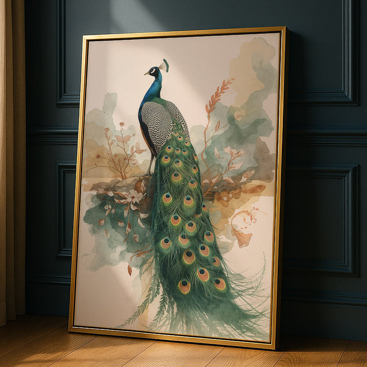 Regal Plume Watercolor - Peacock Watercolor Canvas Print