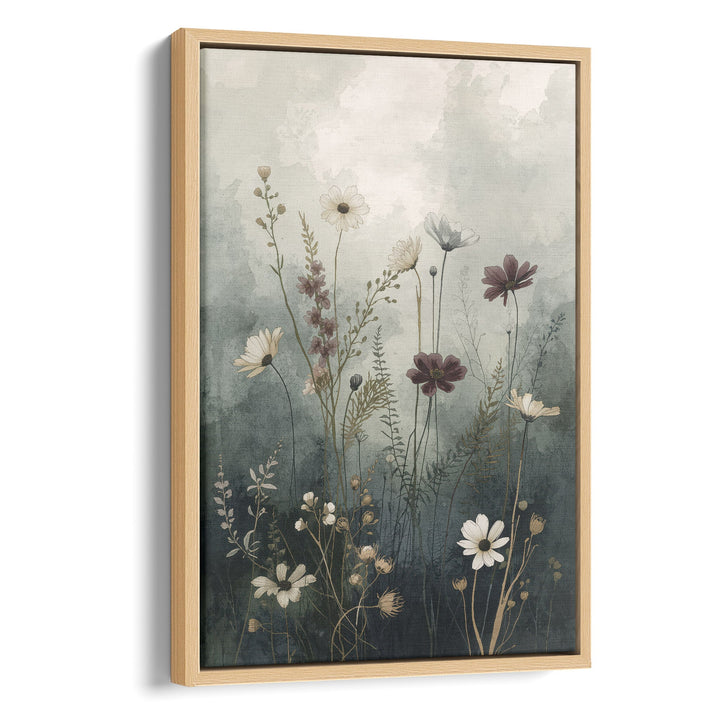Whispering Meadow Calm - Wildflowers Dark Watercolor Canvas Print