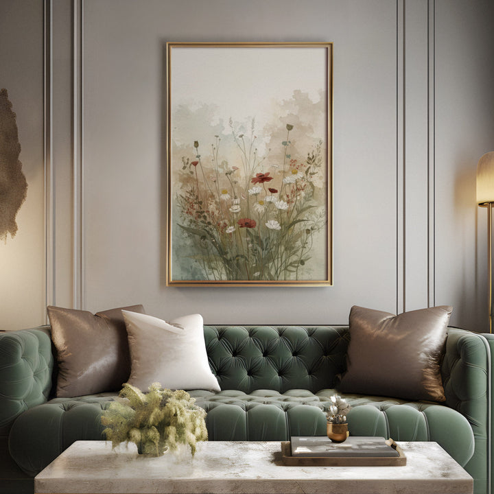 Wildflower Meadow Haze - Wild Muted Watercolor Canvas Print