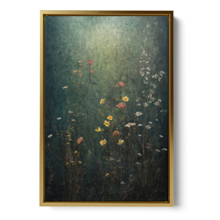 Verdant Meadow Haze - Wildflowers Lush Watercolor Canvas Print