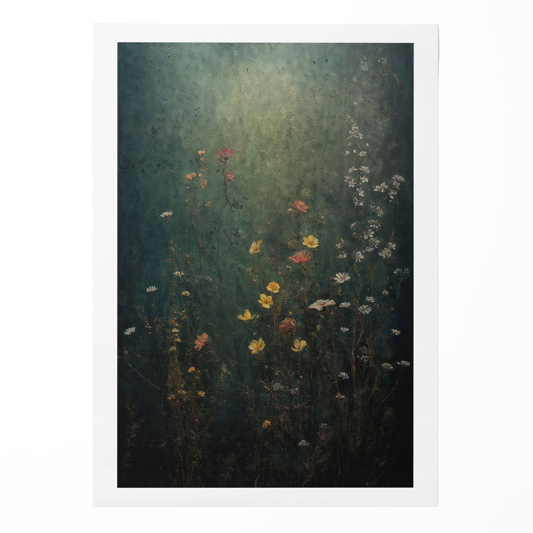 Verdant Meadow Haze - Wildflowers Lush Watercolor Canvas Print