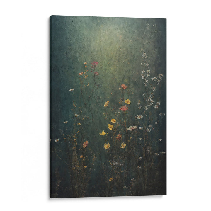 Verdant Meadow Haze - Wildflowers Lush Watercolor Canvas Print