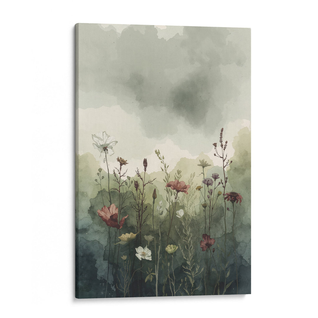 Whispering Meadow Horizon - Wildflowers Watercolor Canvas Print