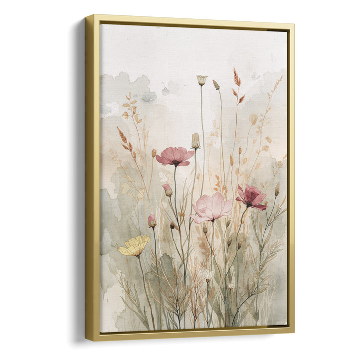 Whispering Meadow - Wildflowers Grass Watercolor Canvas Print