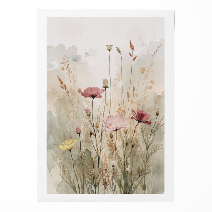 Whispering Meadow - Wildflowers Grass Watercolor Canvas Print