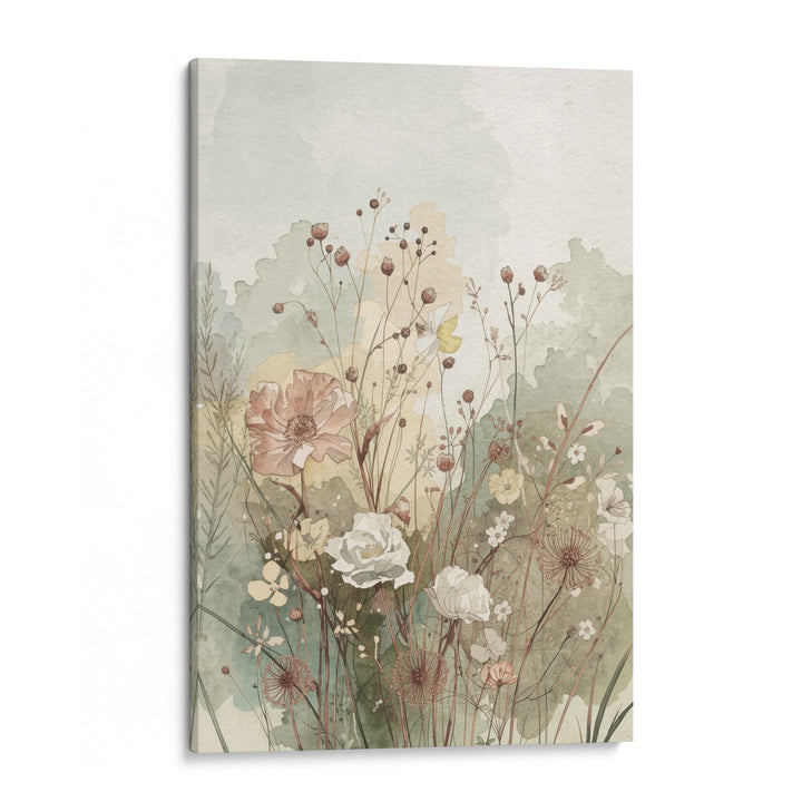 Whispering Meadow Grace - Wildflowers Field Watercolor Canvas Print