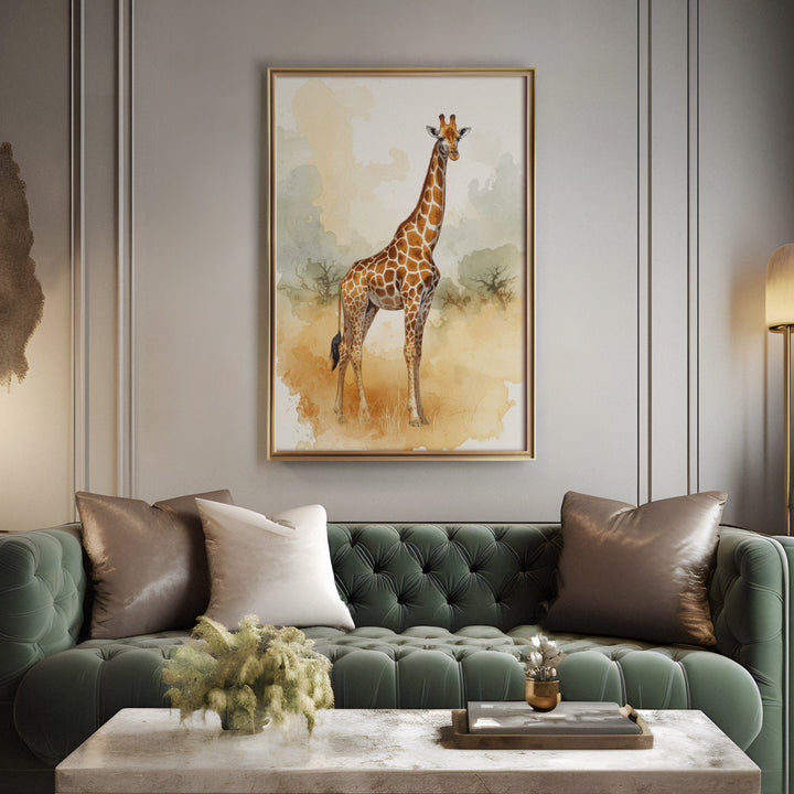 Savanna Gentle Giant - Giraffe Watercolor Canvas Print