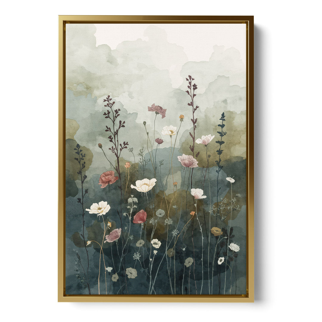 Whispering Meadow Stillness - Wildflowers Watercolor Canvas Print