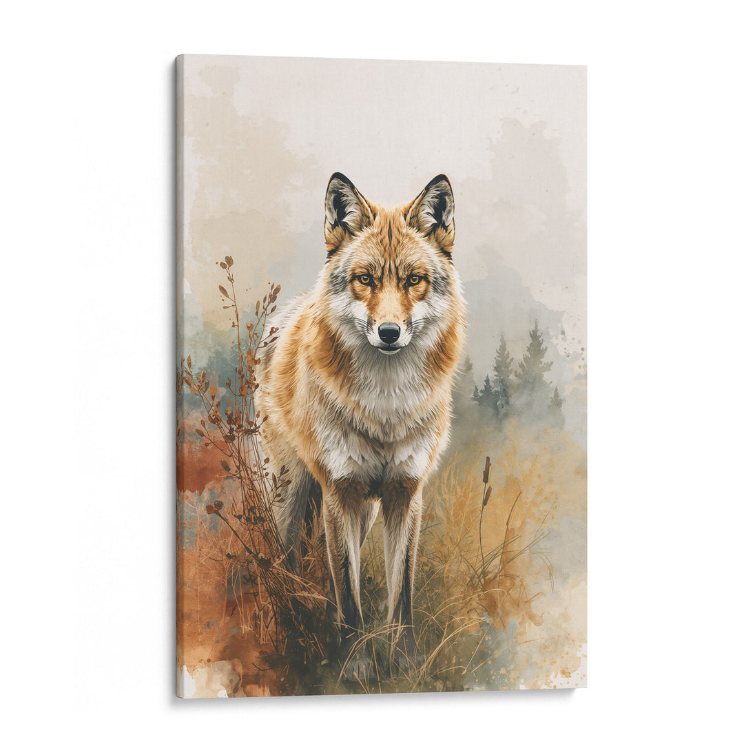 Wild Spirit - Rustic Coyote Portrait Watercolor Canvas Print