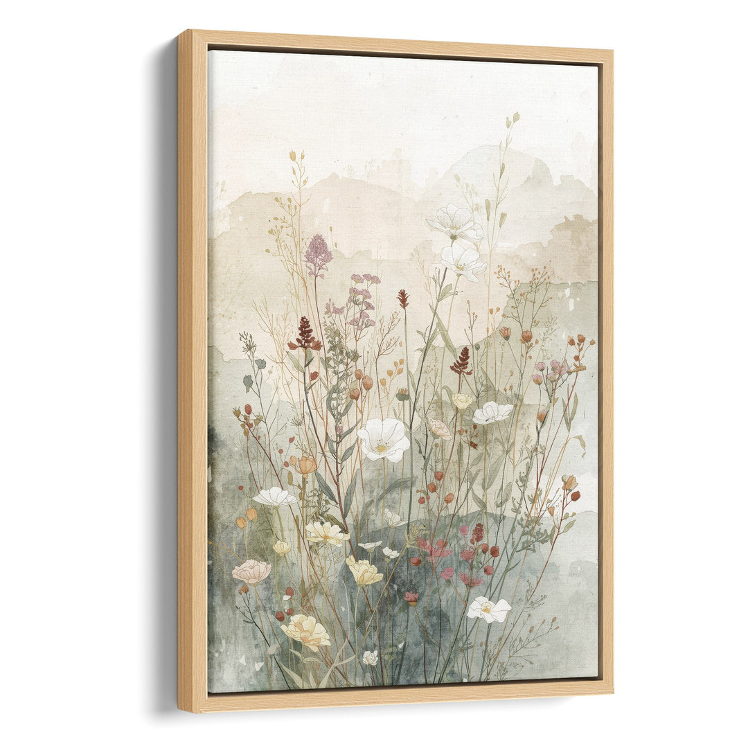 Whispering Meadow Bloom - Wildflowers Grass Watercolor Canvas Print