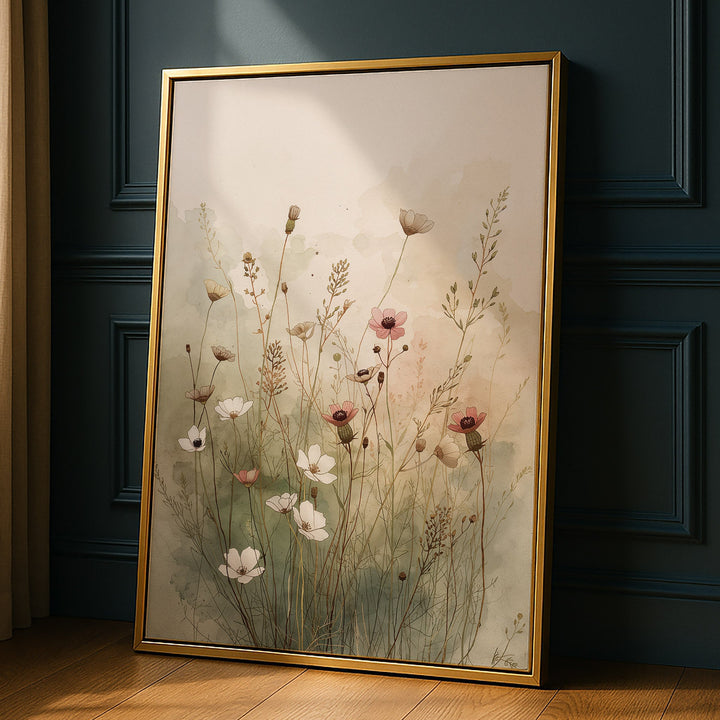 Whispering Meadow Haze - Wildflowers Canvas Print