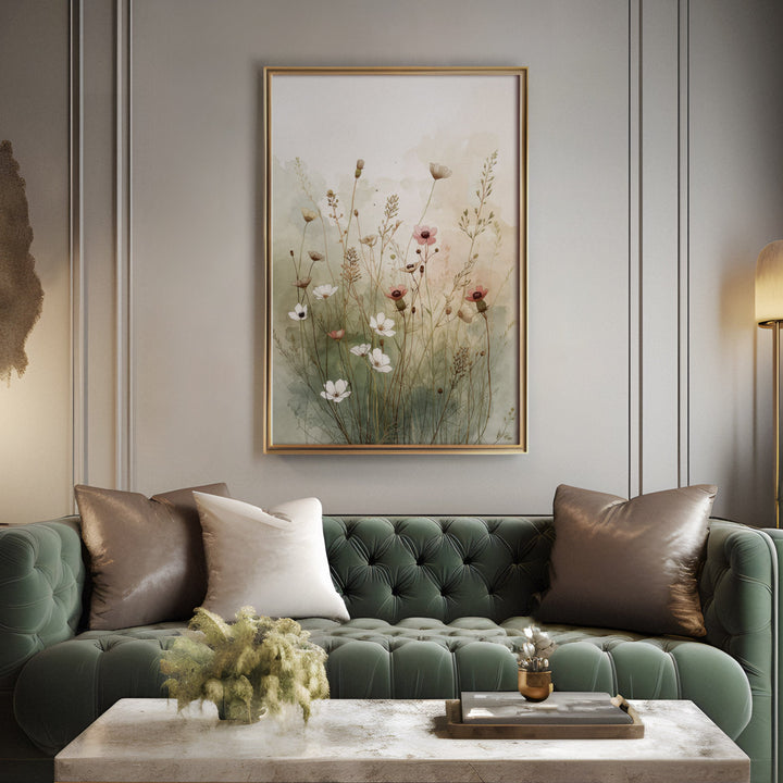 Whispering Meadow Haze - Wildflowers Canvas Print