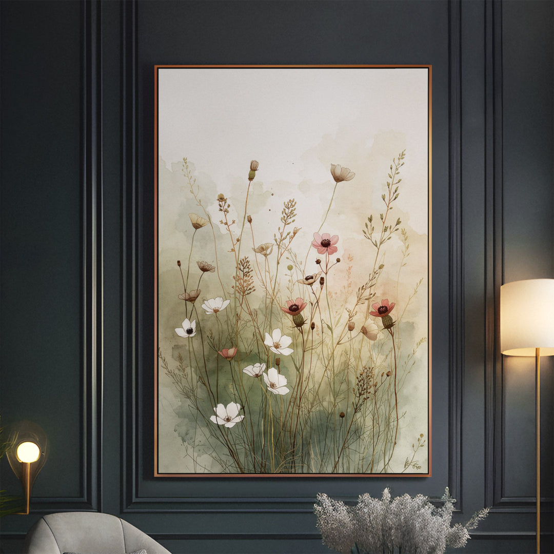 Whispering Meadow Haze - Wildflowers Canvas Print