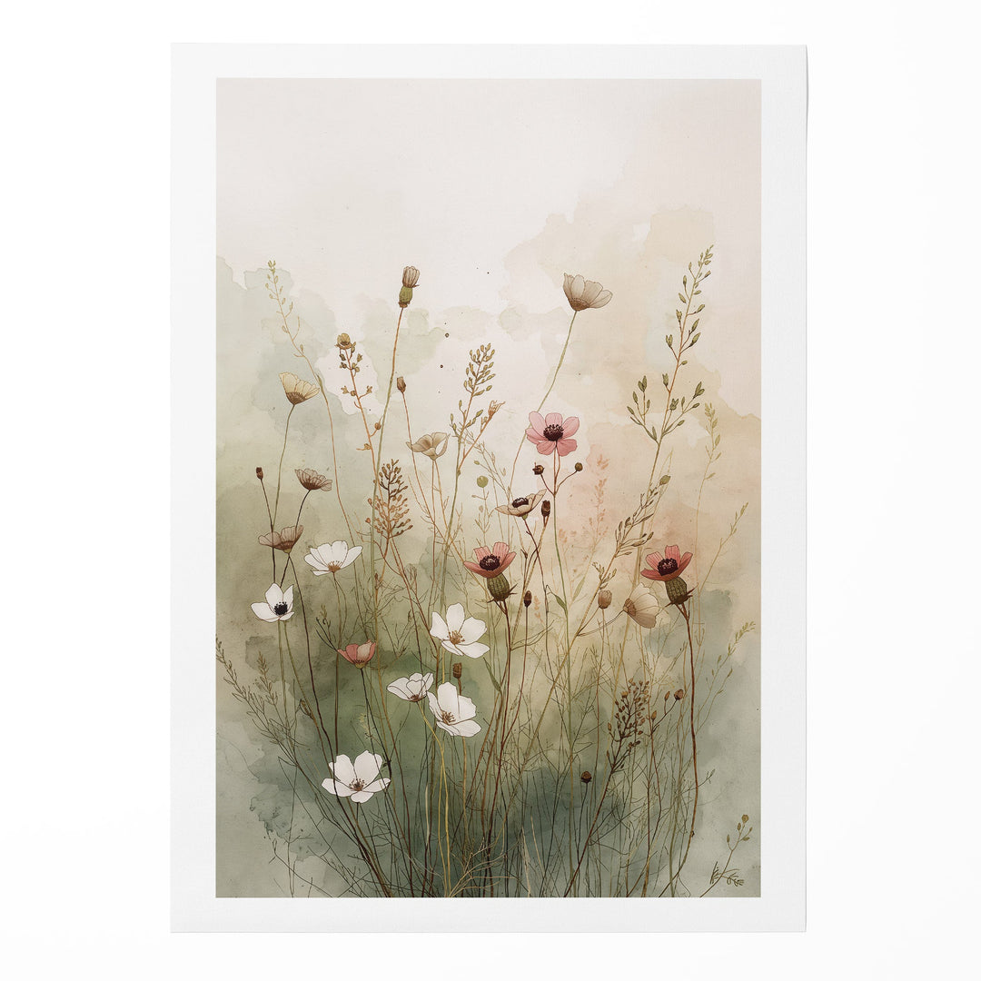 Whispering Meadow Haze - Wildflowers Canvas Print