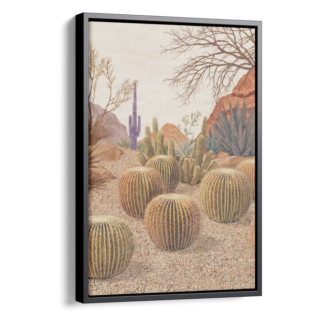 Sonoran Desert Stillness - Cactus Horizon Abstract Canvas Print