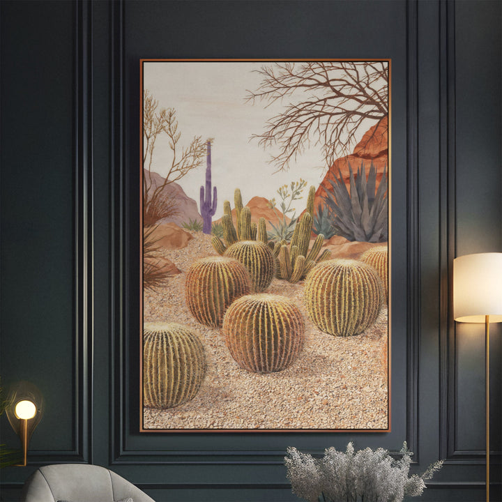 Sonoran Desert Stillness - Cactus Horizon Abstract Canvas Print