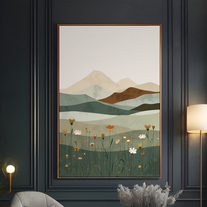 Serene Mountain Meadow - Wildflowers Faded Abstract Canvas Print