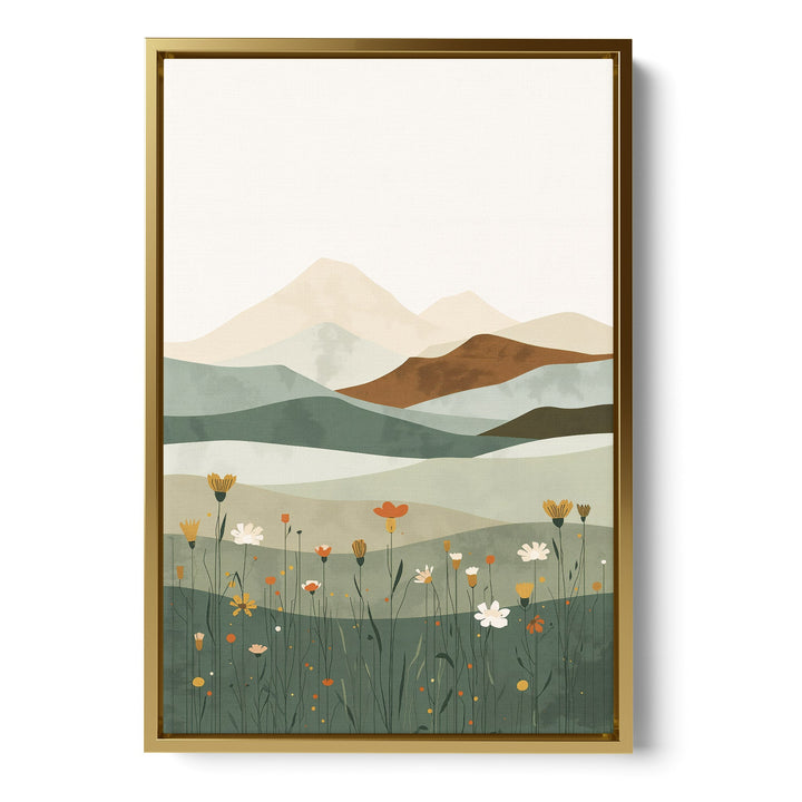 Serene Mountain Meadow - Wildflowers Faded Abstract Canvas Print
