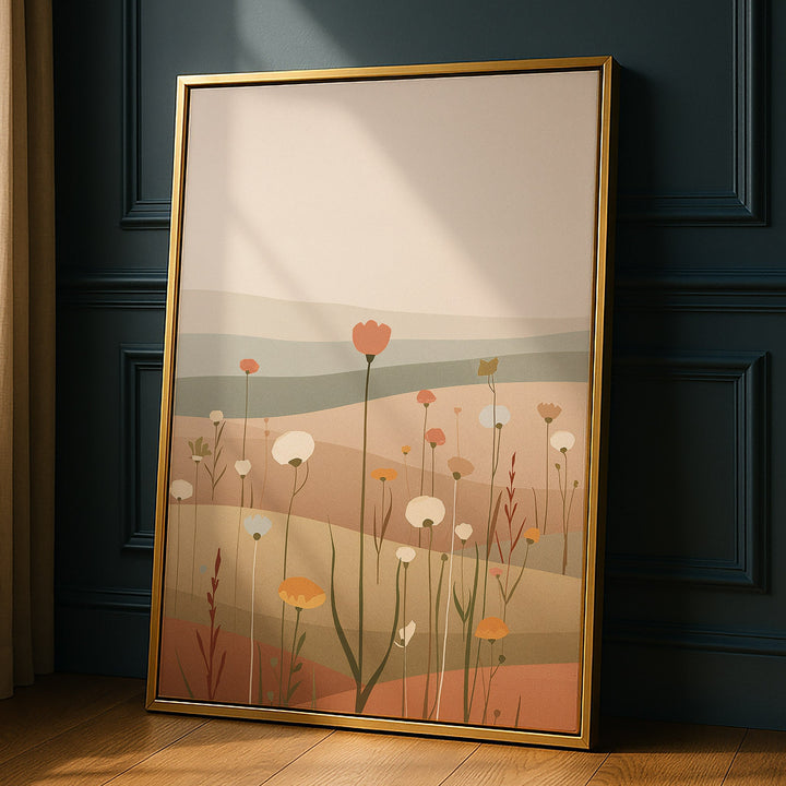 Serene Meadow Bloom - Wildflowers Minimal Abstract Canvas Print