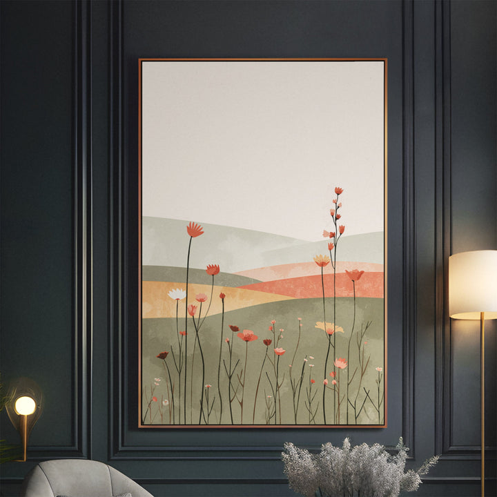 Whispering Meadow Hills - Wildflowers Abstract Canvas Print