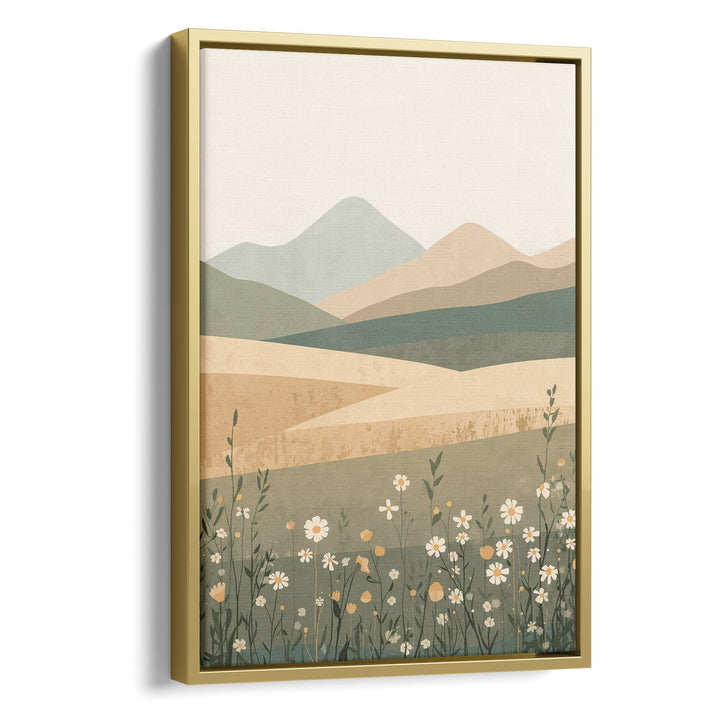 Serene Meadow Hills - Wildflowers Impasto Abstract Canvas Print
