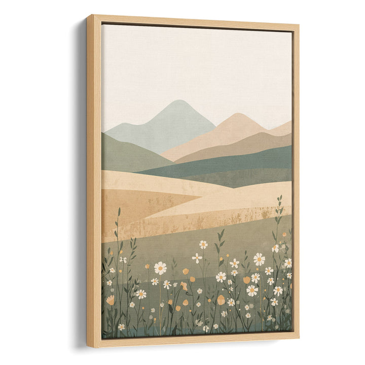 Serene Meadow Hills - Wildflowers Impasto Abstract Canvas Print