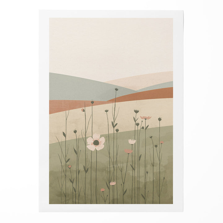 Wildflower Serenity Field - Sketch Abstract Canvas Print