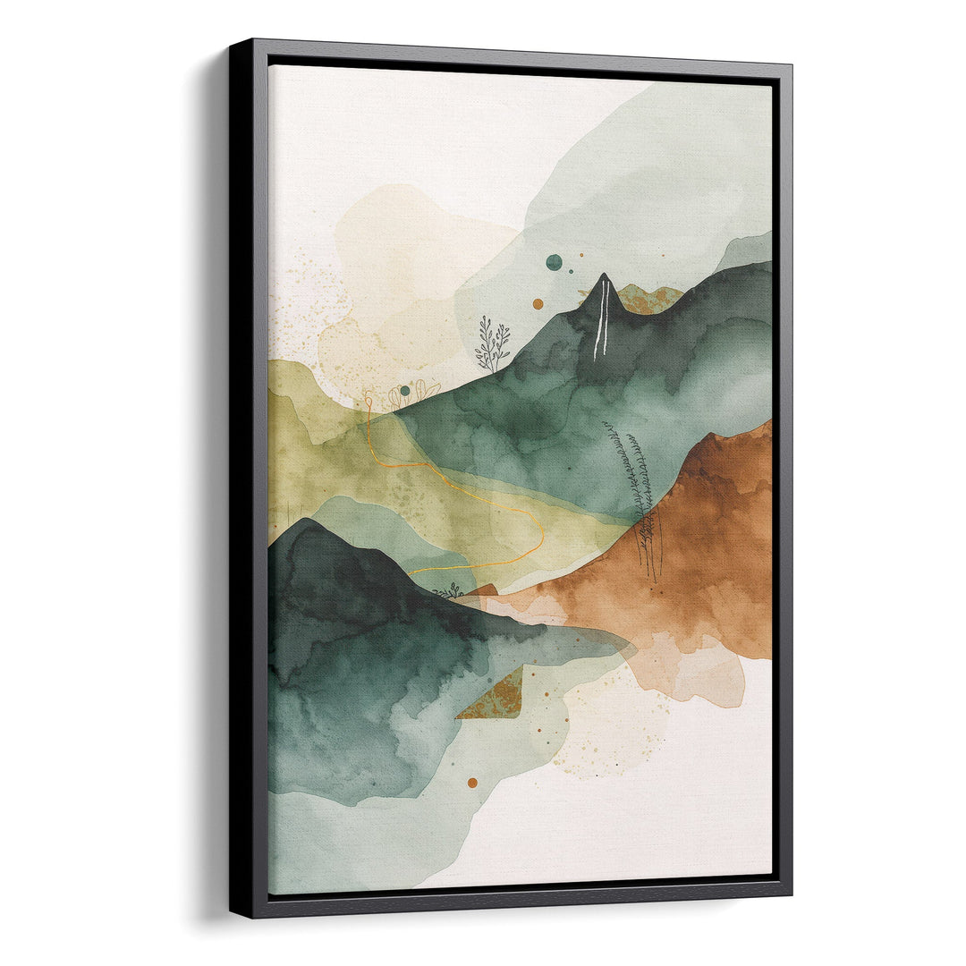Earthen Hills Whisper - Mountain Sunray Watercolor Canvas Print