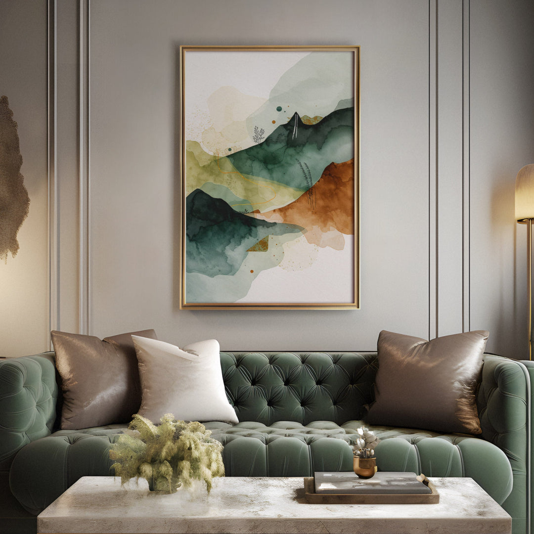 Earthen Hills Whisper - Mountain Sunray Watercolor Canvas Print