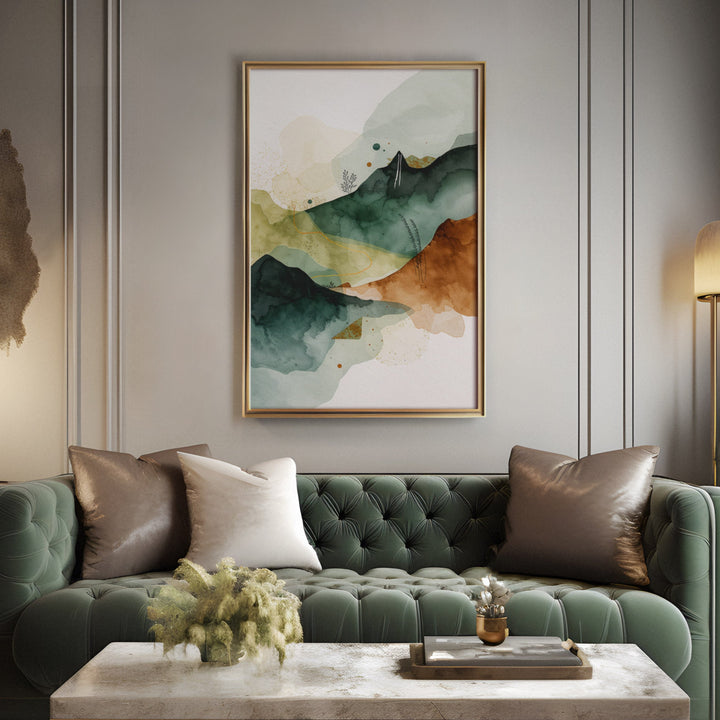 Earthen Hills Whisper - Mountain Sunray Watercolor Canvas Print