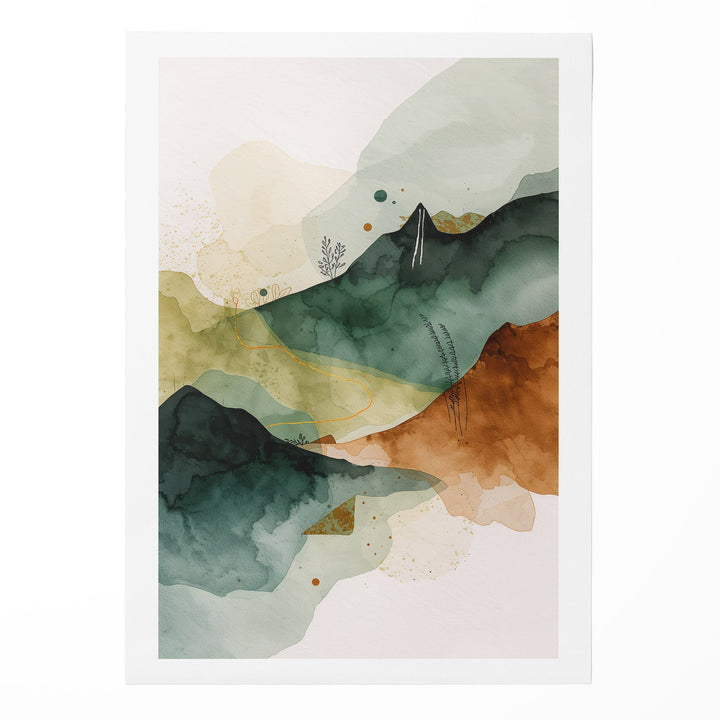 Earthen Hills Whisper - Mountain Sunray Watercolor Canvas Print