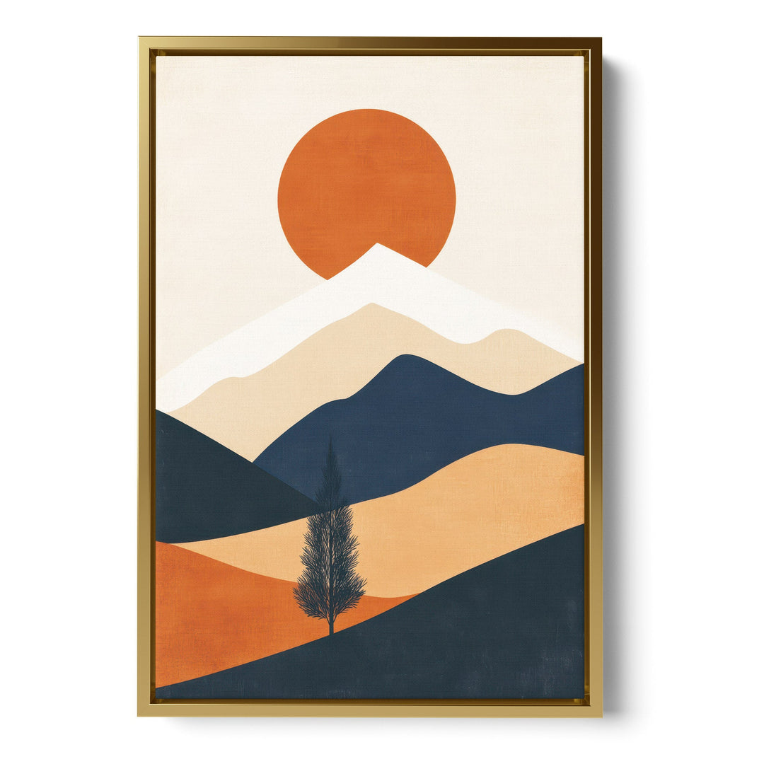 Serene Valley Sun - Mountain Sunset Gradient Abstract Canvas Print