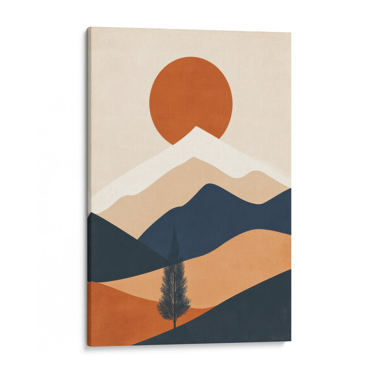 Serene Valley Sun - Mountain Sunset Gradient Abstract Canvas Print