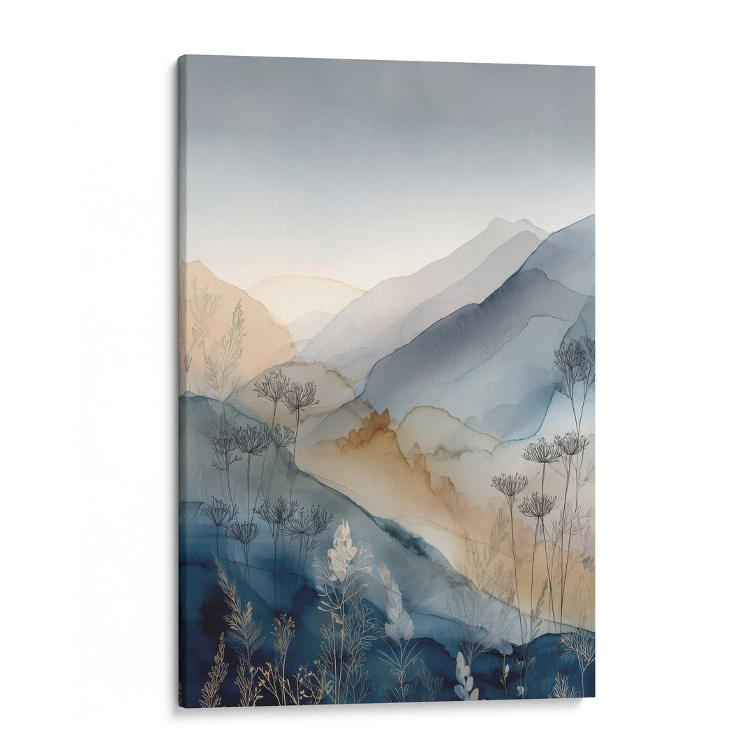Whispering Blue Hills - Mountain Skyline Watercolor Canvas Print