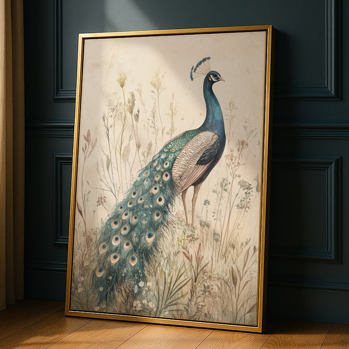 Wildflower Majesty - Peacock Bloom Watercolor Canvas Print