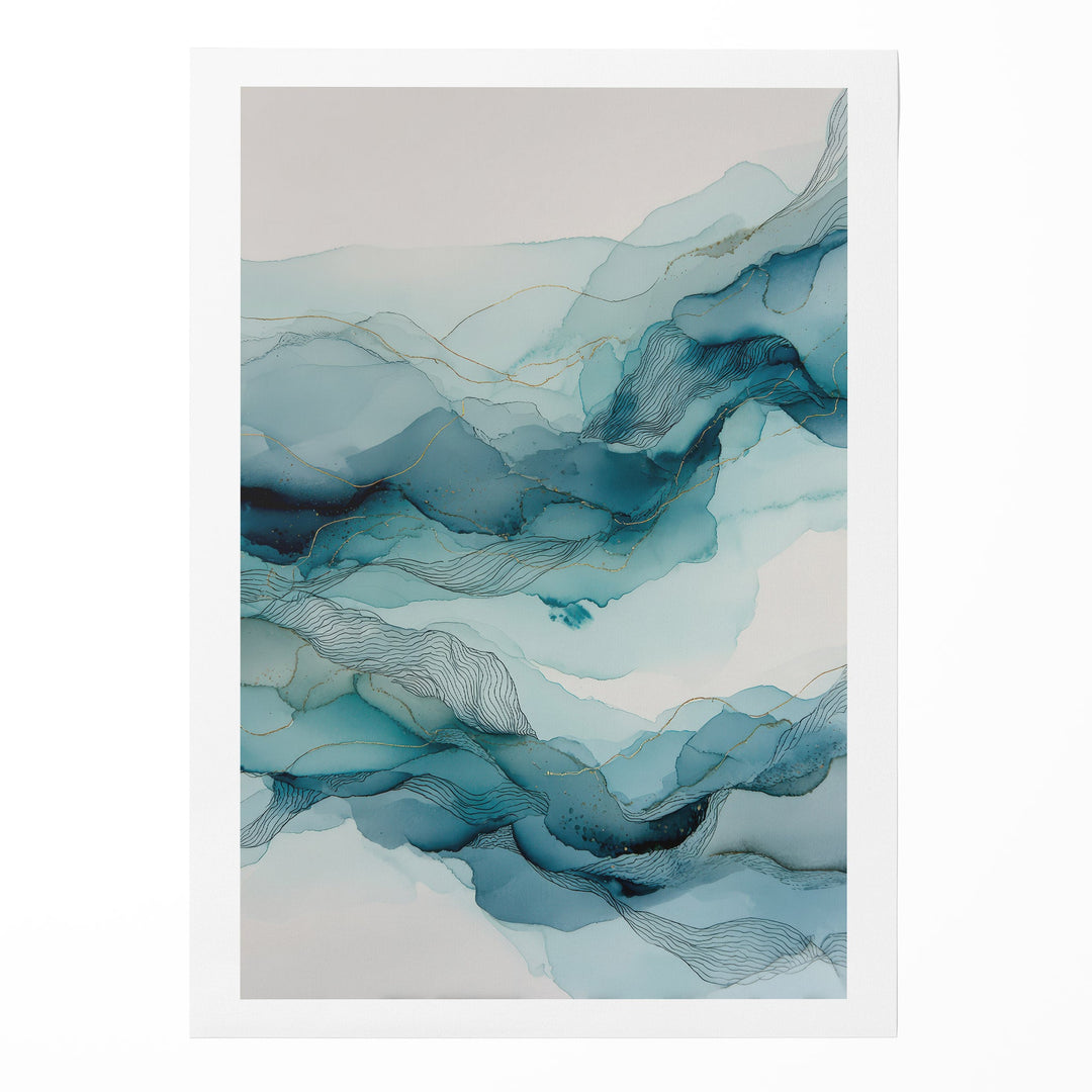 Azure Horizons - Ocean Wave Break Watercolor Canvas Print