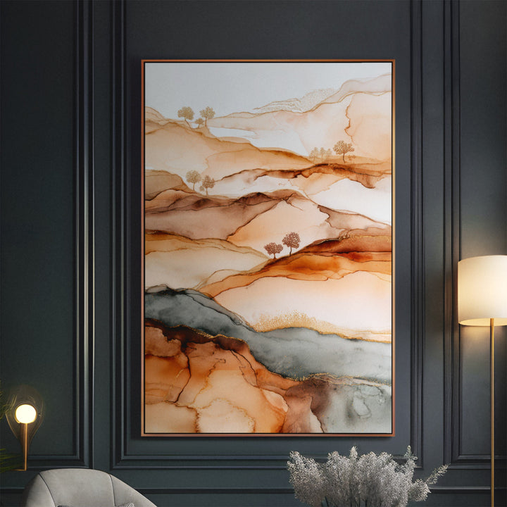 Golden Earthscape Hills - Desert Dune Watercolor Canvas Print