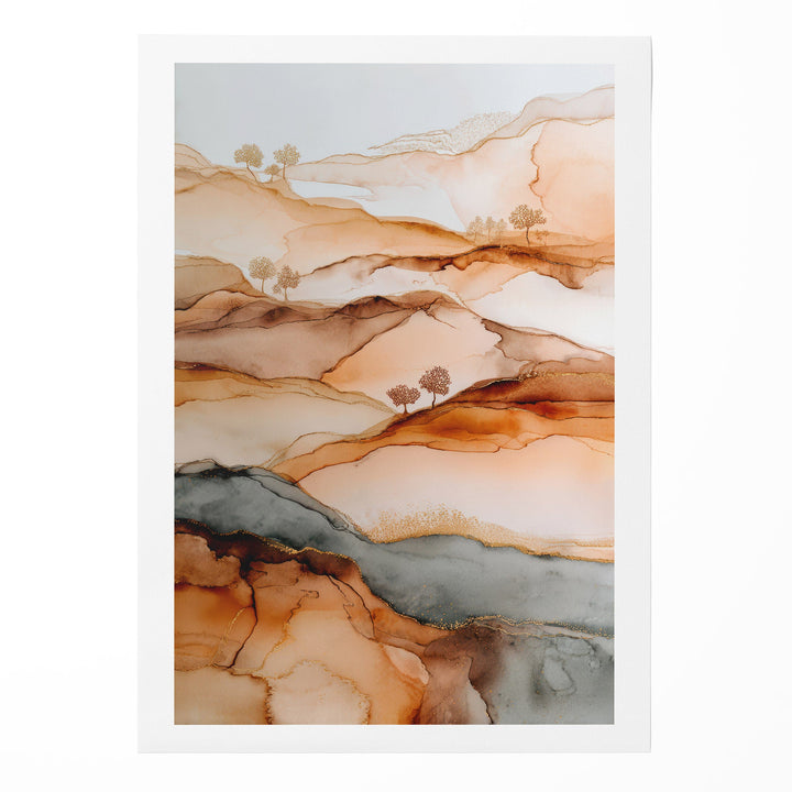 Golden Earthscape Hills - Desert Dune Watercolor Canvas Print