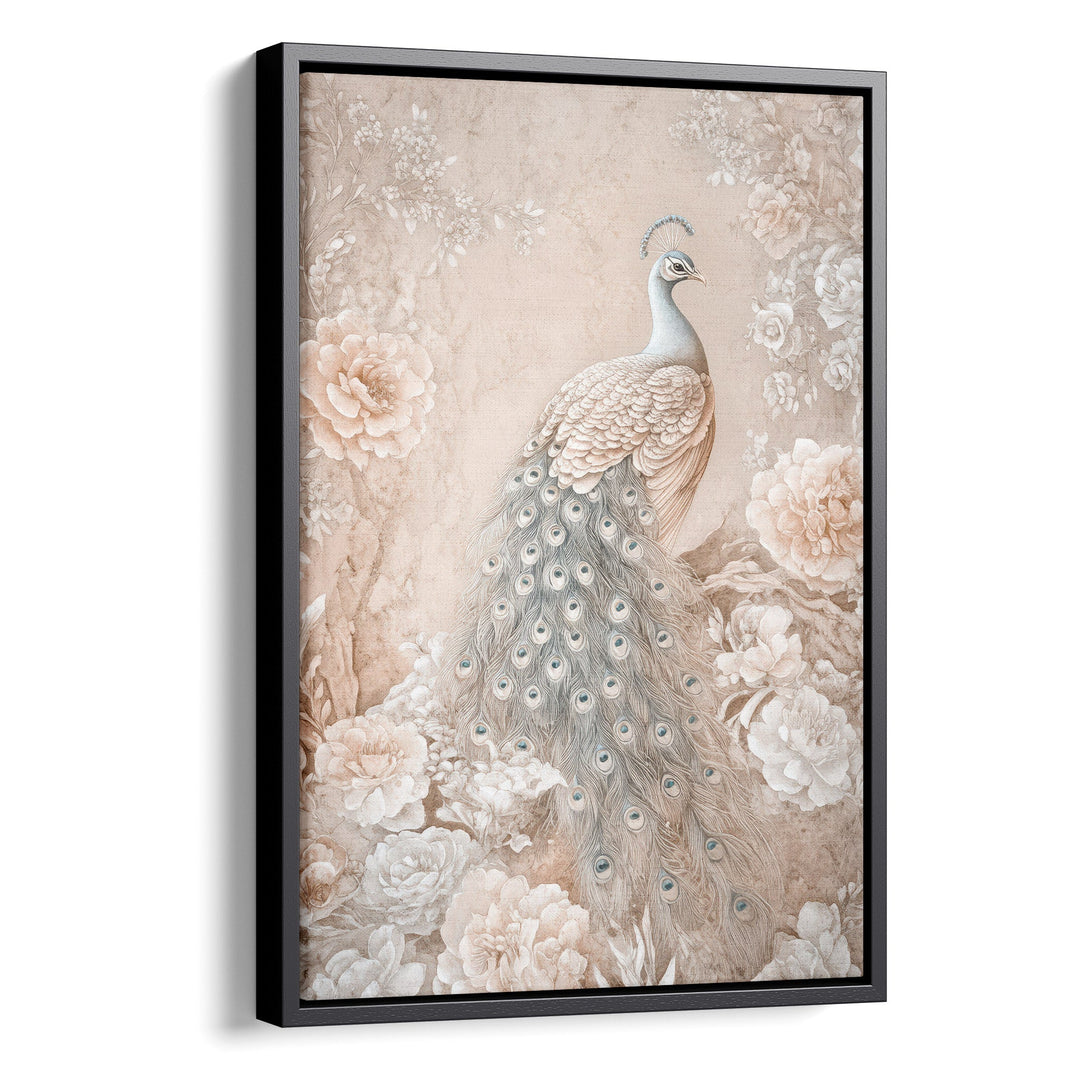 Elegant Peacock Bloom - Blush Blossoms Watercolor Canvas Print