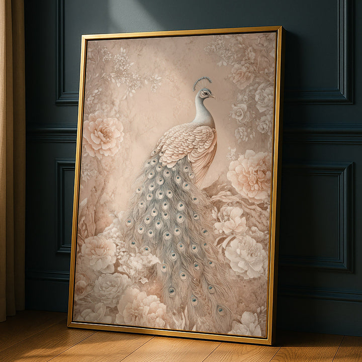 Elegant Peacock Bloom - Blush Blossoms Watercolor Canvas Print