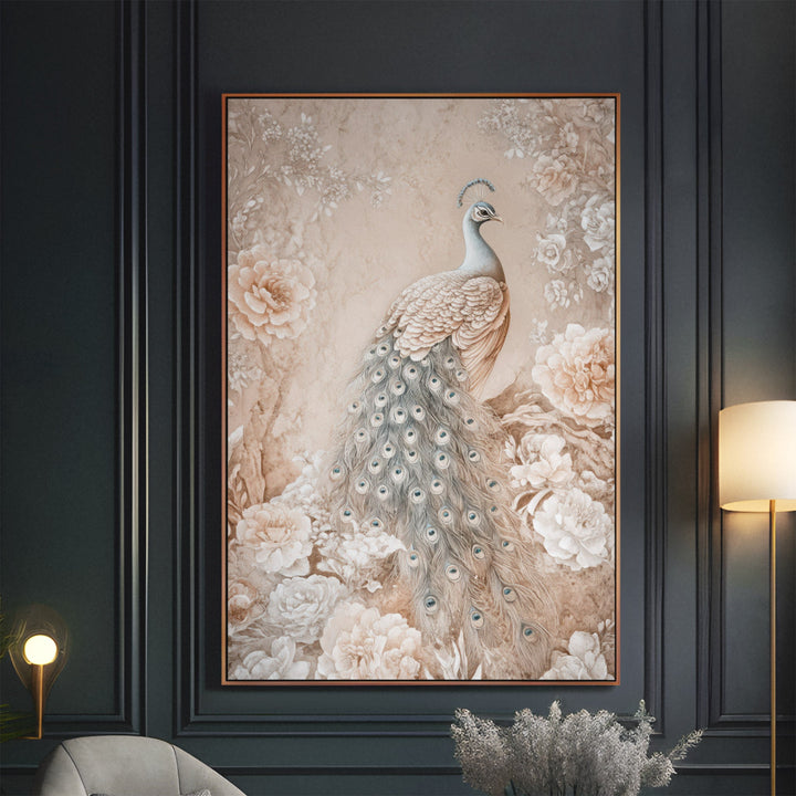 Elegant Peacock Bloom - Blush Blossoms Watercolor Canvas Print
