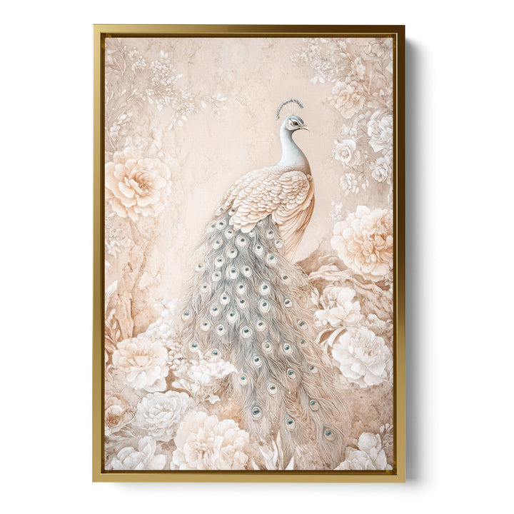 Elegant Peacock Bloom - Blush Blossoms Watercolor Canvas Print