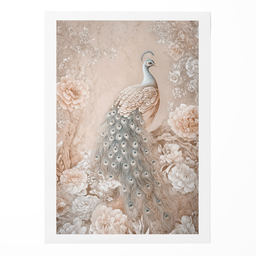 Elegant Peacock Bloom - Blush Blossoms Watercolor Canvas Print